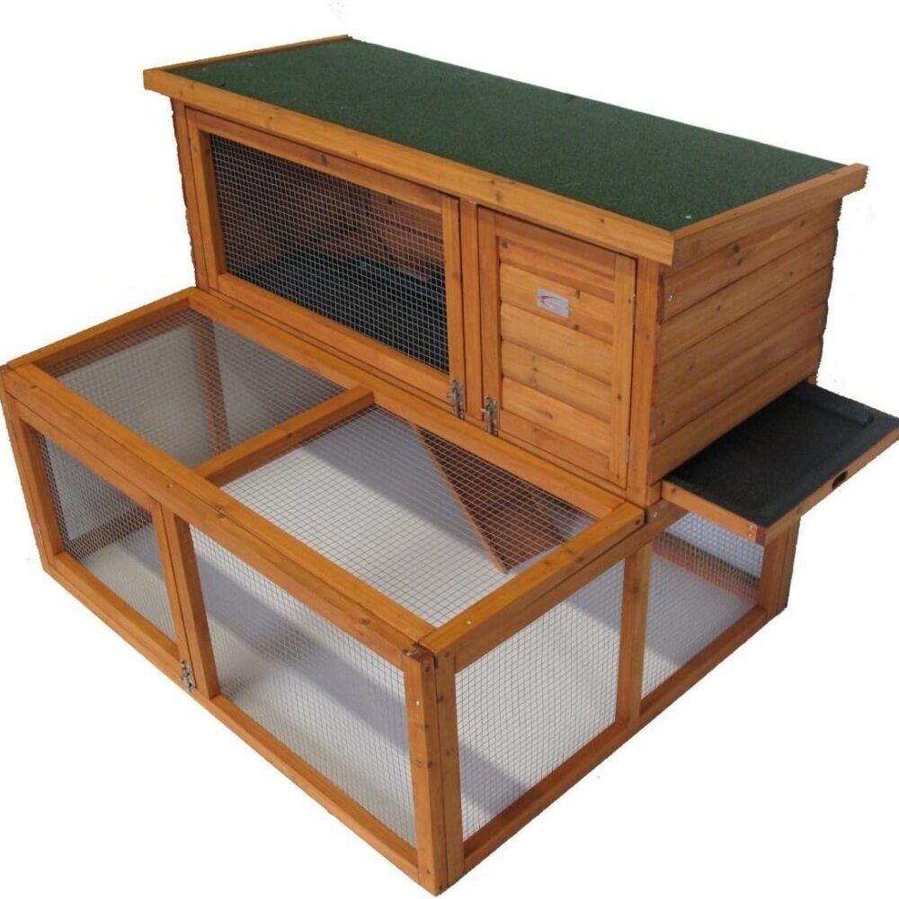 Bunny Business Drop Hutch and Run Rabbit/Guinea Hutches, 4 ft
